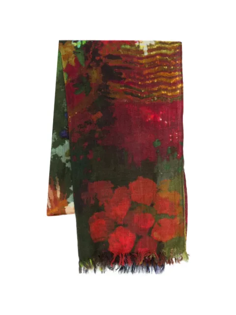 YAVI floral-print frayed scarf
