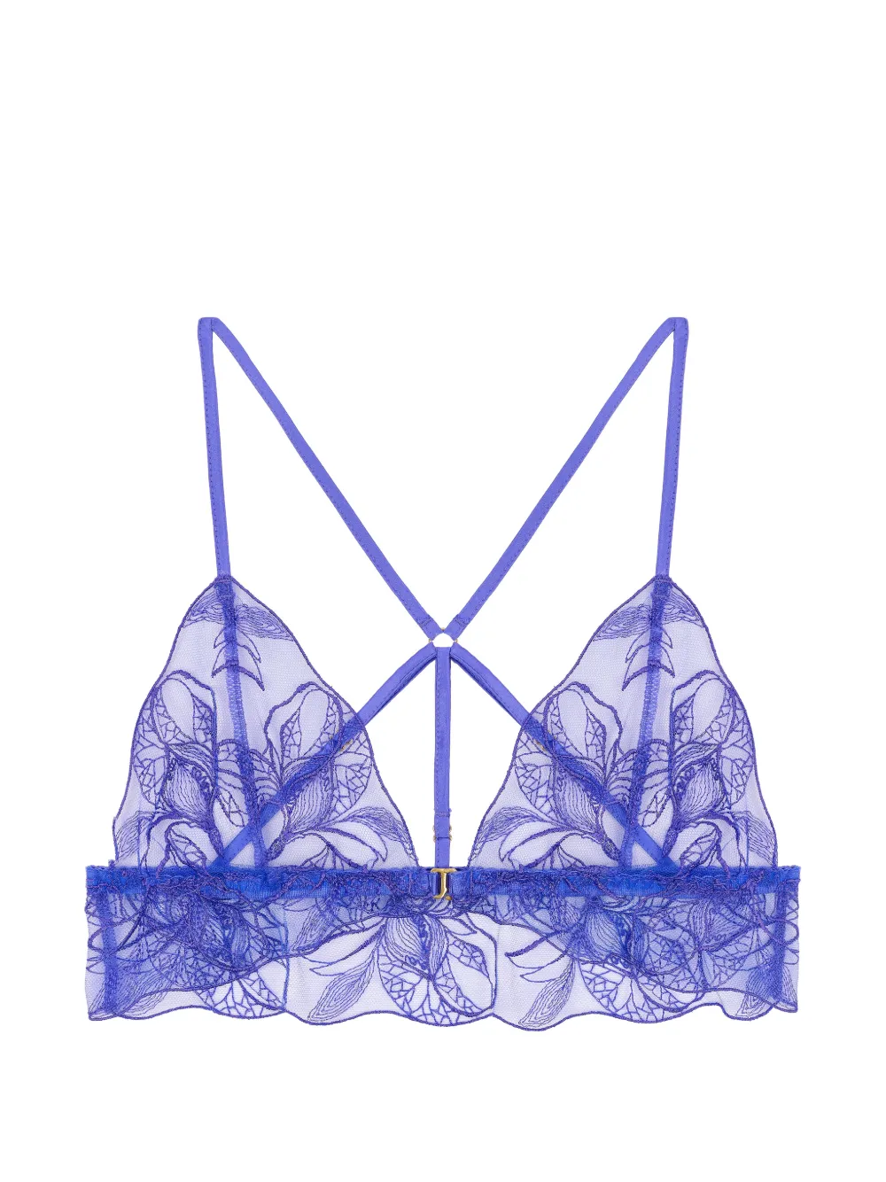 Fleur Of England Iris Boudoir floral-embroidery bra - Blu