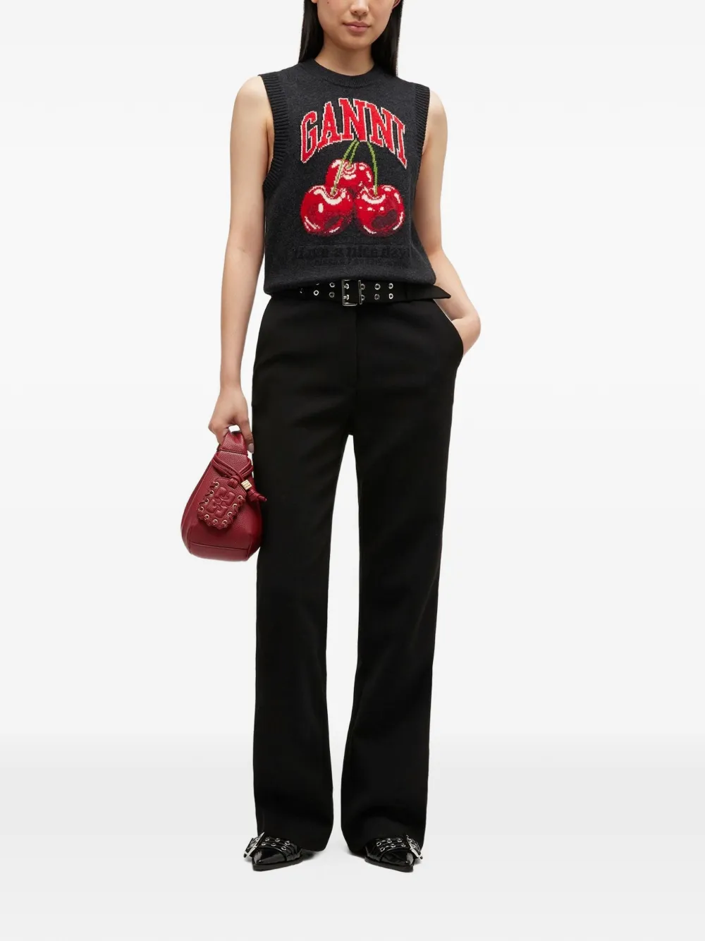 Cherry-Print Wool Vest