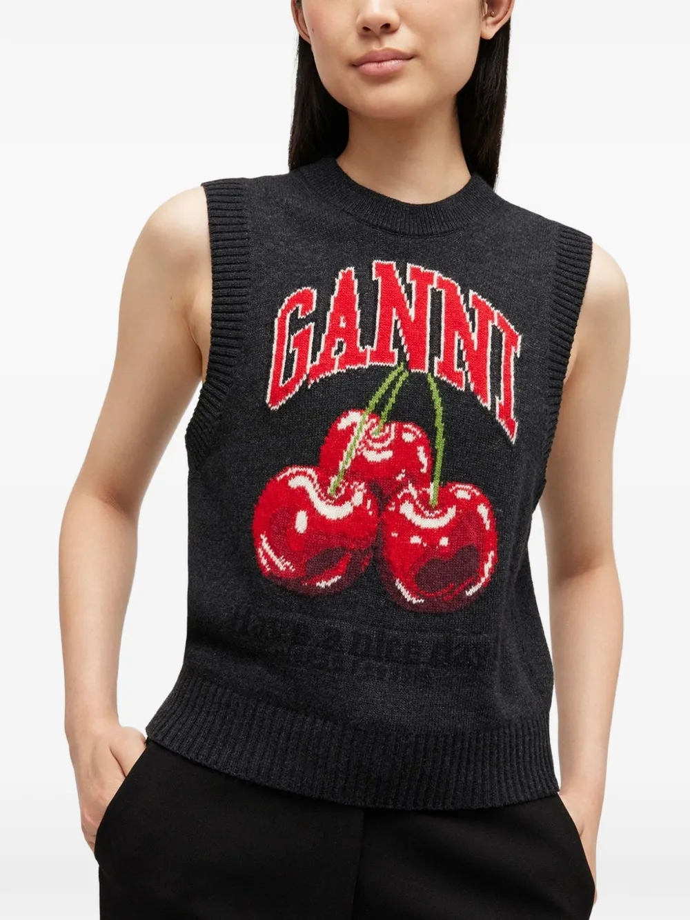 Cherry-Print Wool Vest