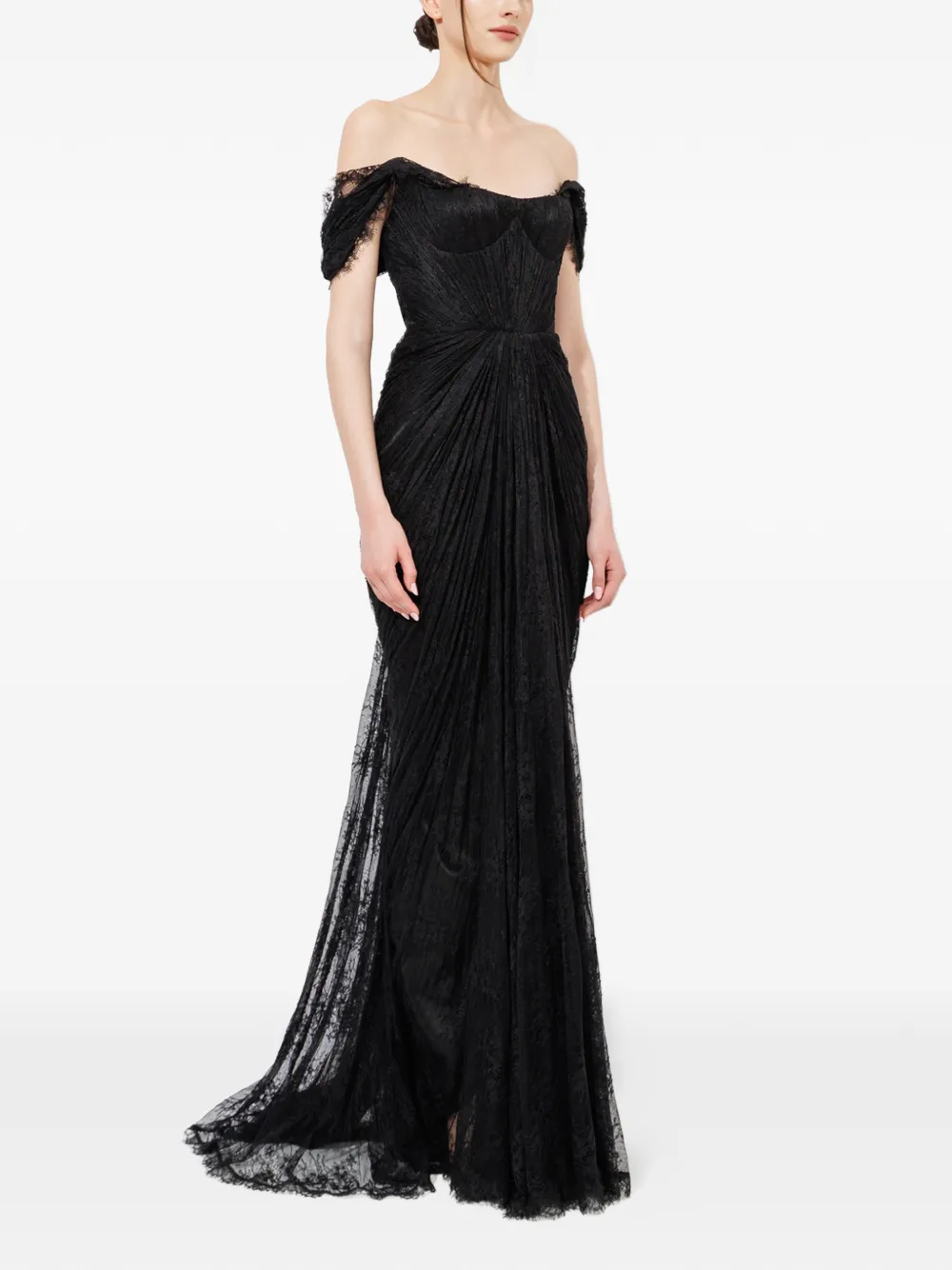 Iris Serban Iolanda off-shoulder maxi-jurk Zwart