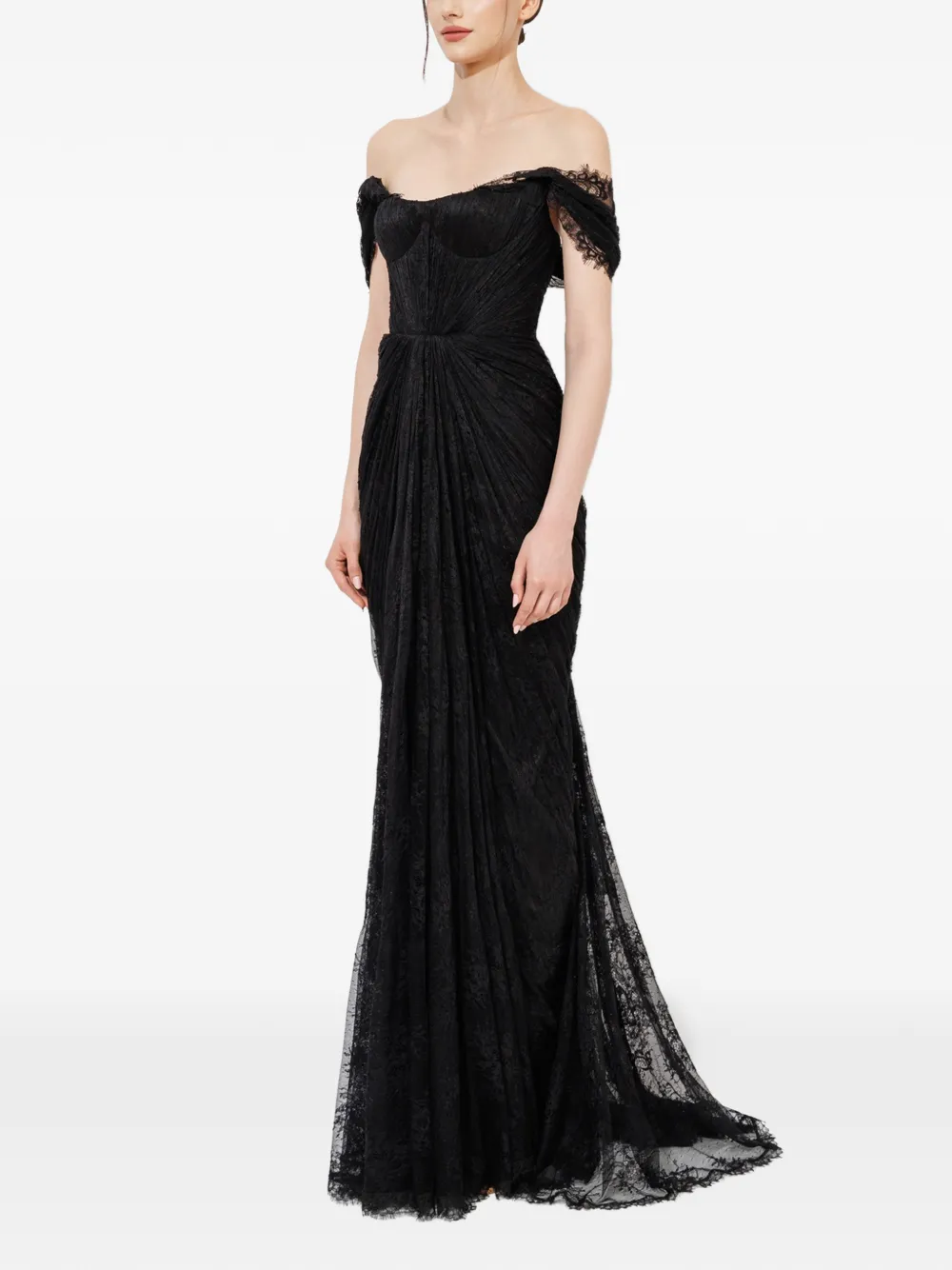 Iris Serban Iolanda off-shoulder maxi-jurk Zwart