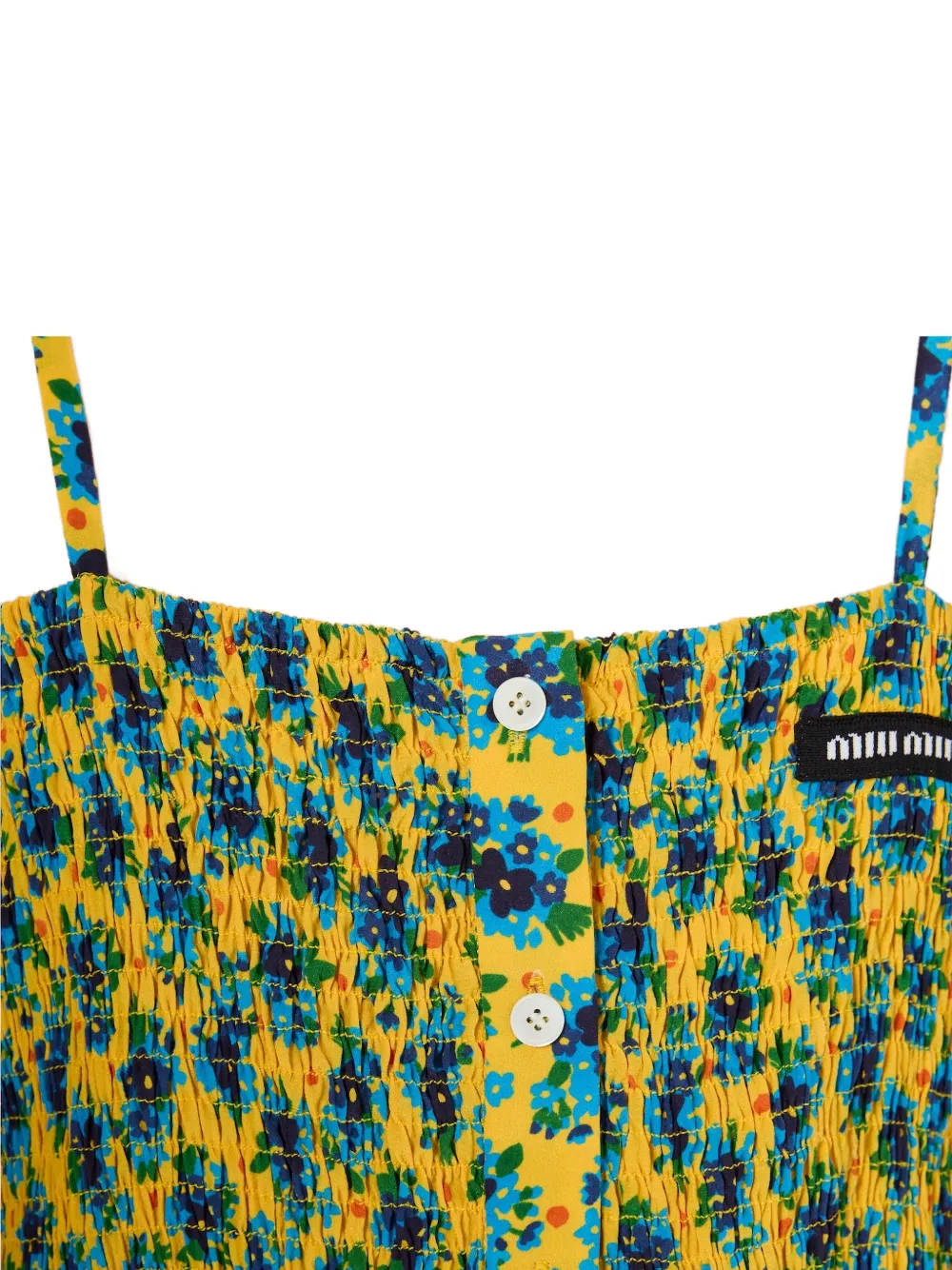 Miu Gelaagde jurk met bloemen Geel