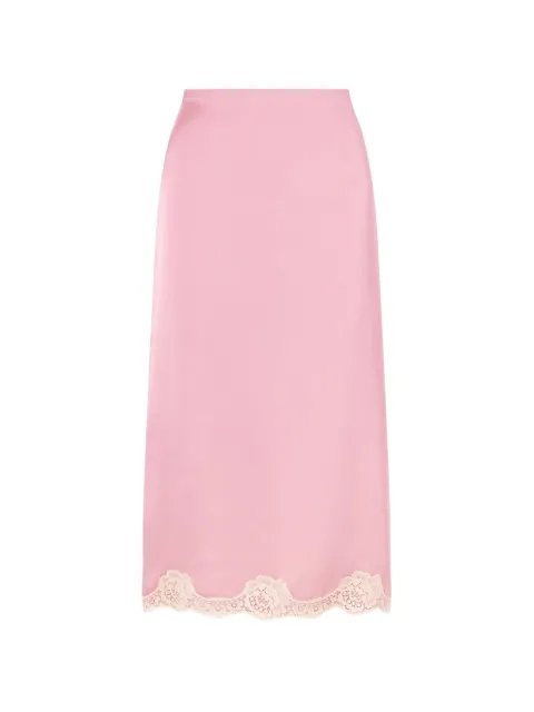 Valentino Garavani lace-trim satin skirt