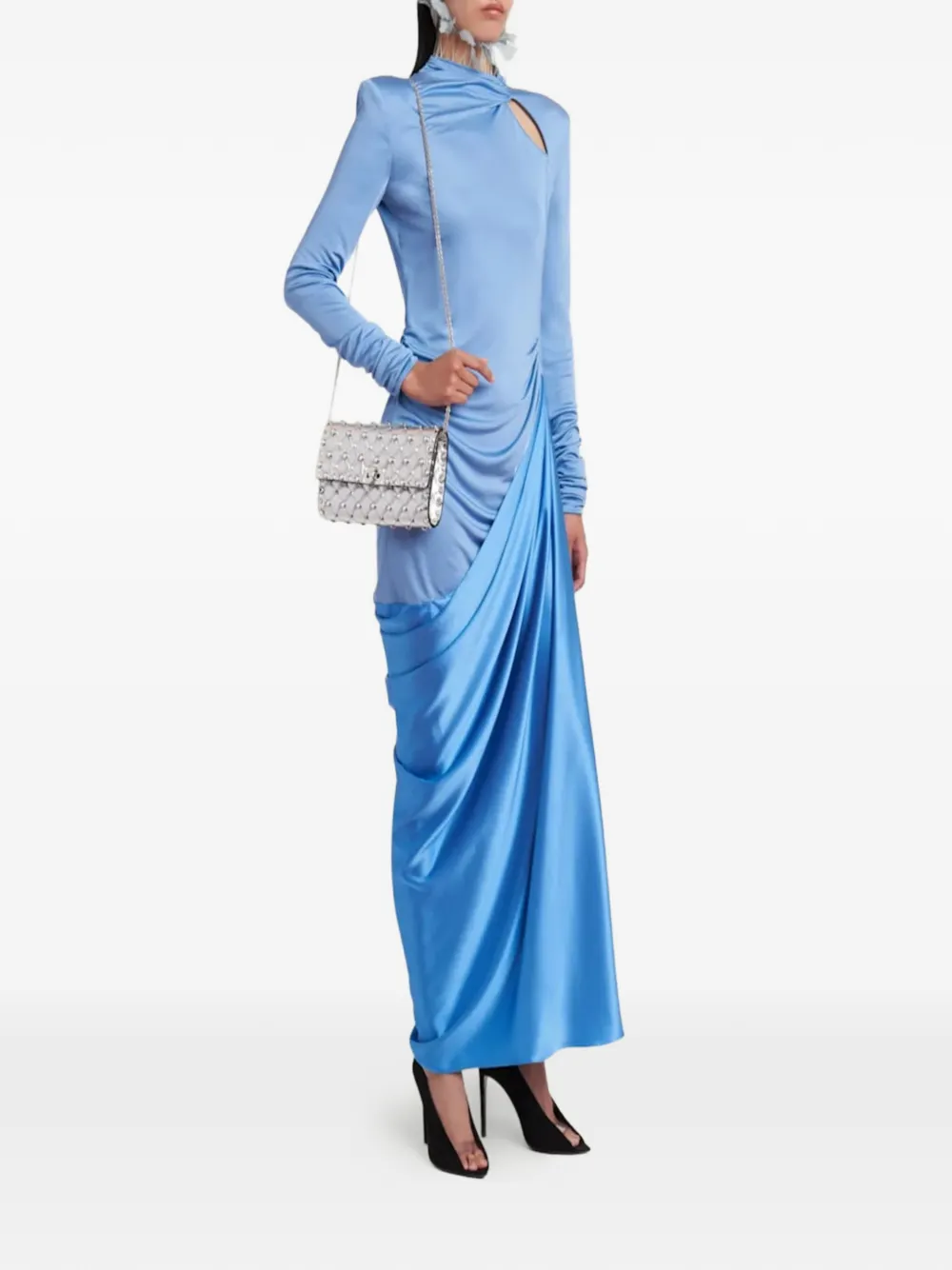Valentino Garavani Uitgesneden gedrapeerde maxi-jurk Blauw