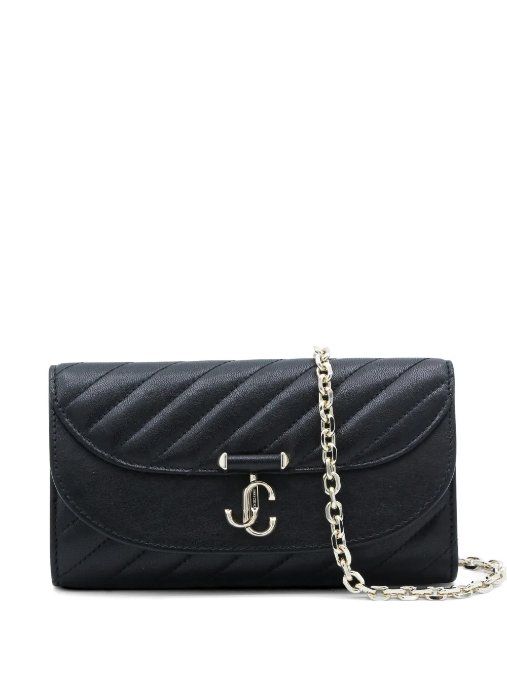 Jimmy Choo chevron chain leather shoulder bag - Nero