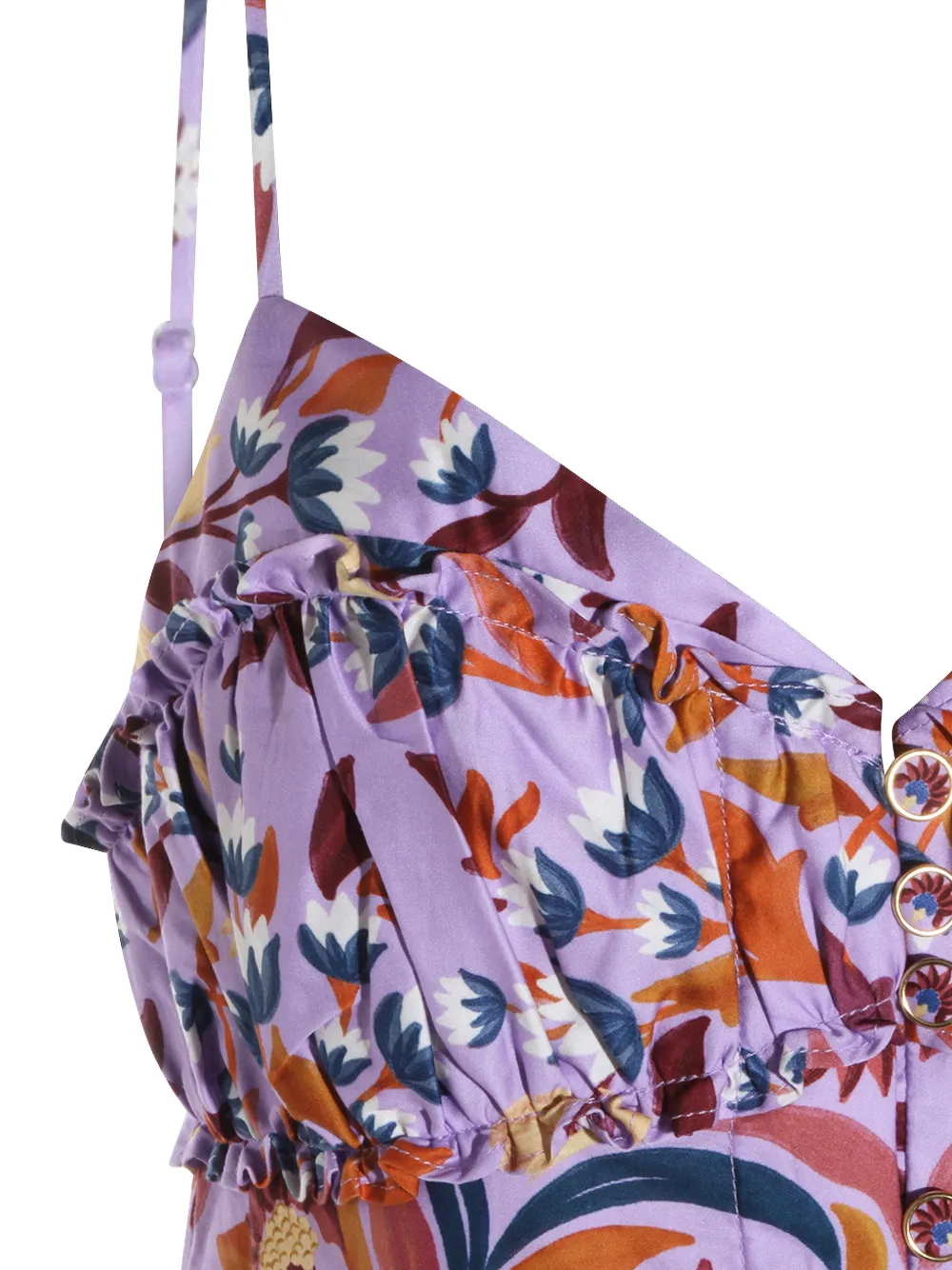 FARM Rio Jurk met knopen en bloemenprint Paars
