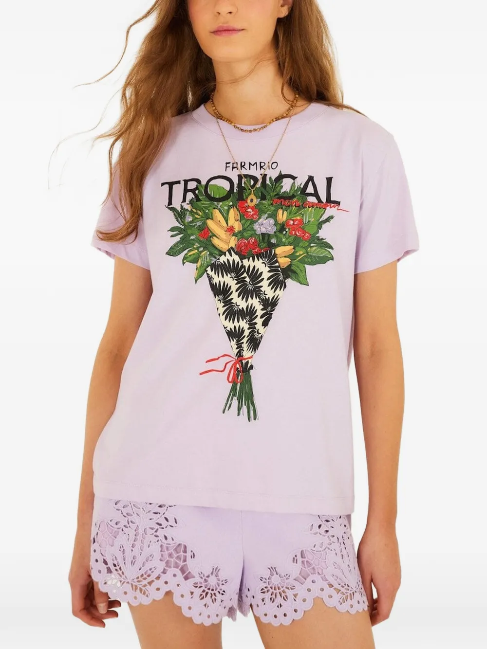 FARM Rio T-shirt met bloemenprint Paars