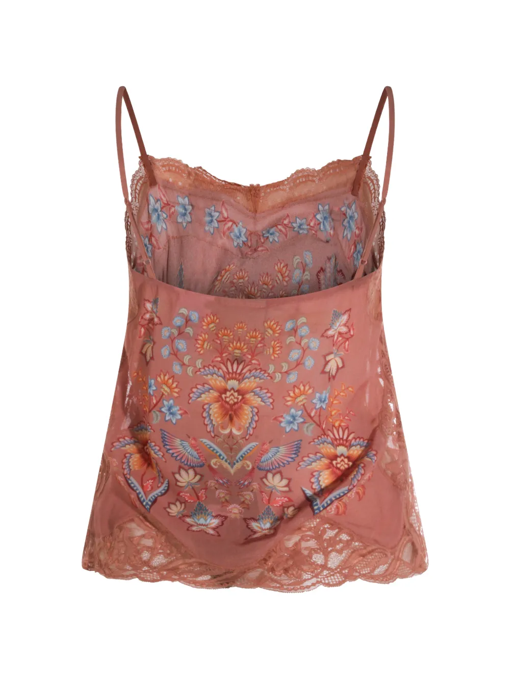 Farm Rio Floral Print Lace Tank Top - Brown 