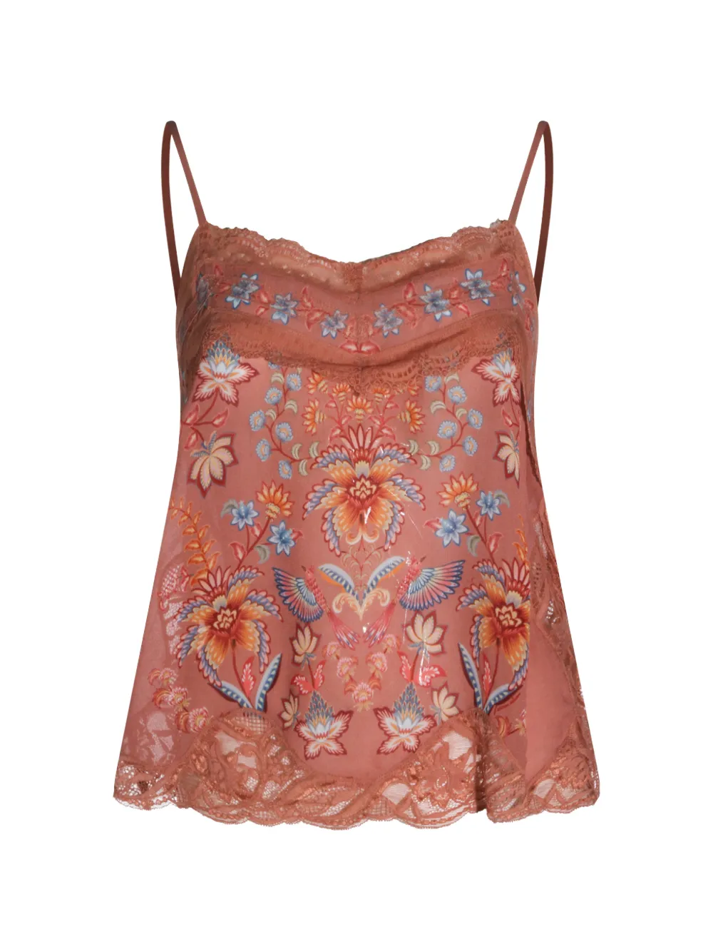 FARM Rio floral print lace tank top - Marrone