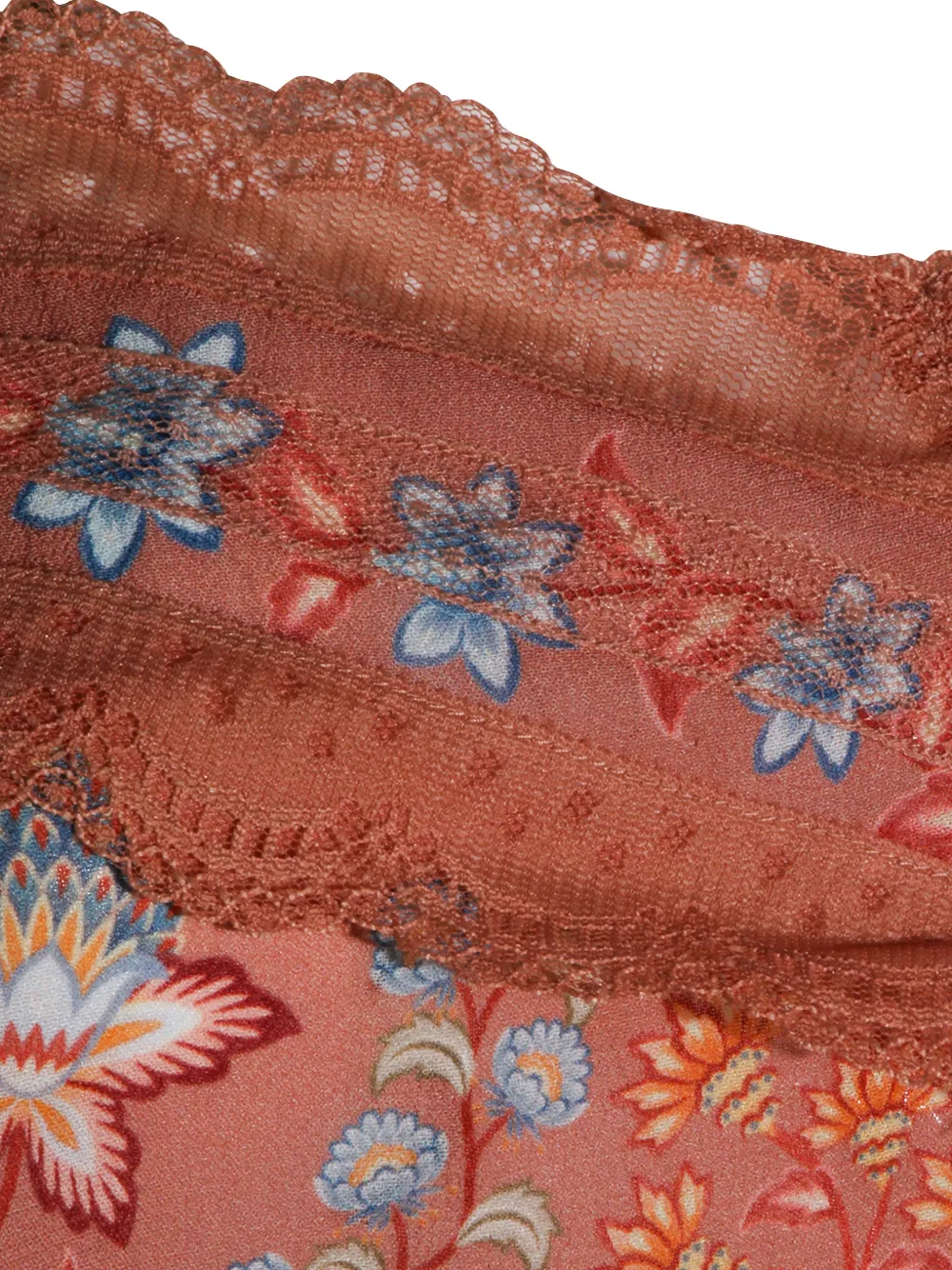  Farm Rio Floral Print Lace Tank Top - Brown 