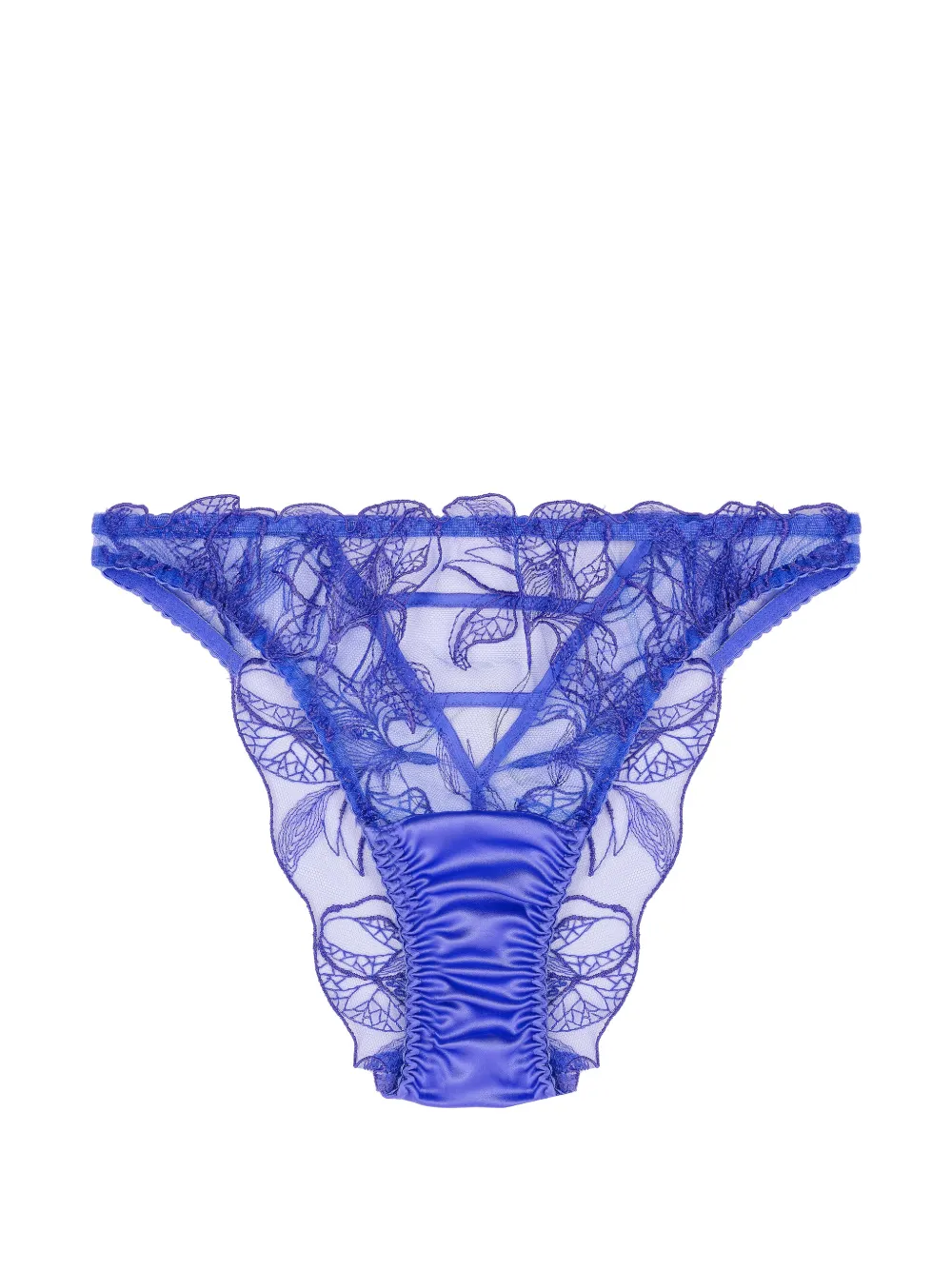 Fleur Of England Iris Brazilian floral-embroidery brief – Blue