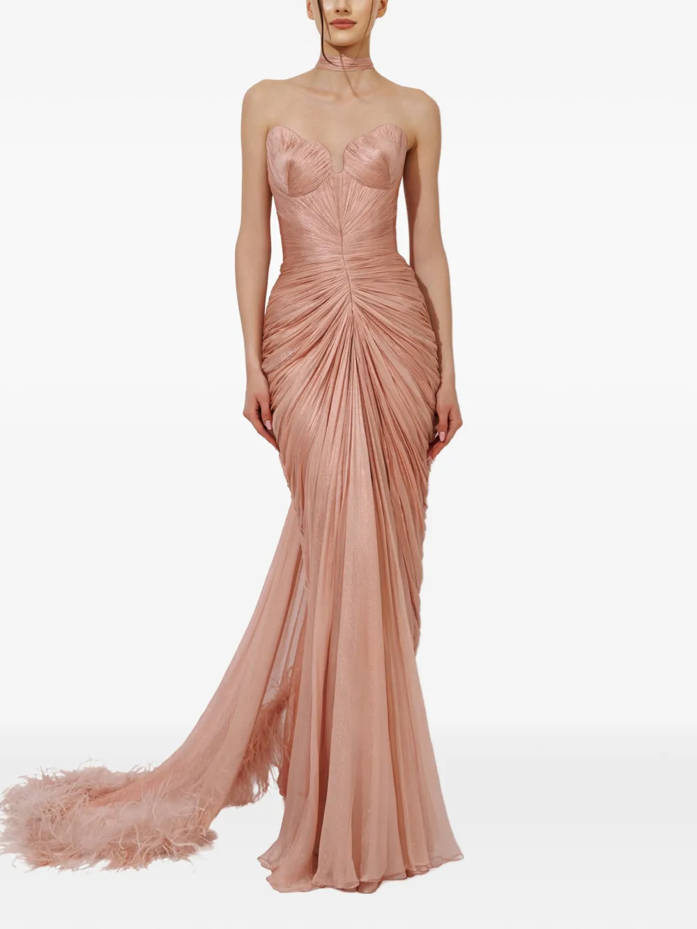 Iris Serban Yasmina feather-trim maxi dress - Rosa