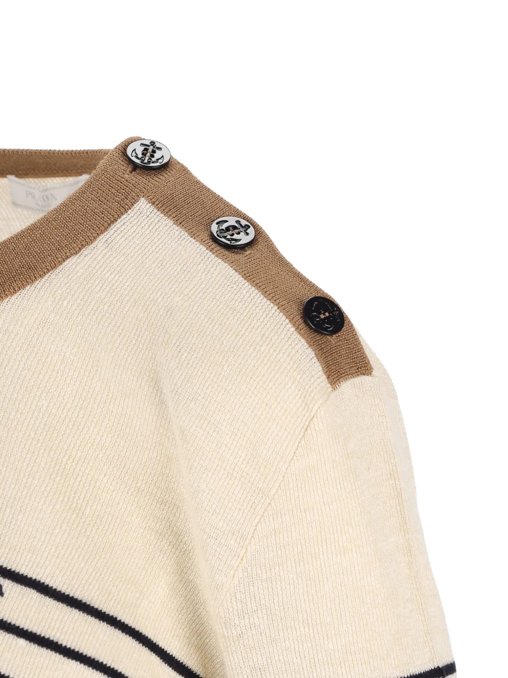 Prada Gestreepte trui met knoopdetail Beige