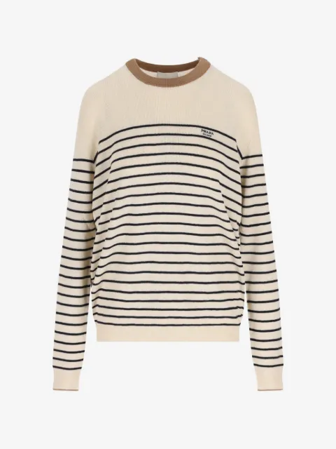 Prada striped button-detail sweater