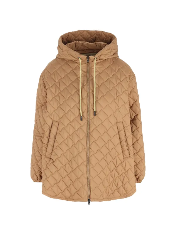 Herno Quilted Hooded Jacket in Brown