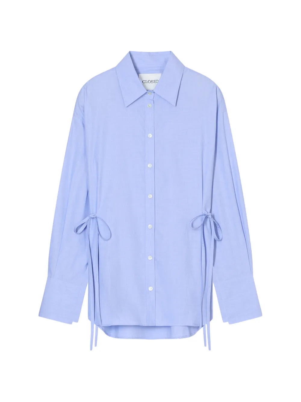 Closed waist-ties long-sleeve shirt - Blu