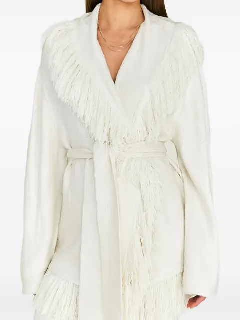 SEROYA fringed belted cardigan