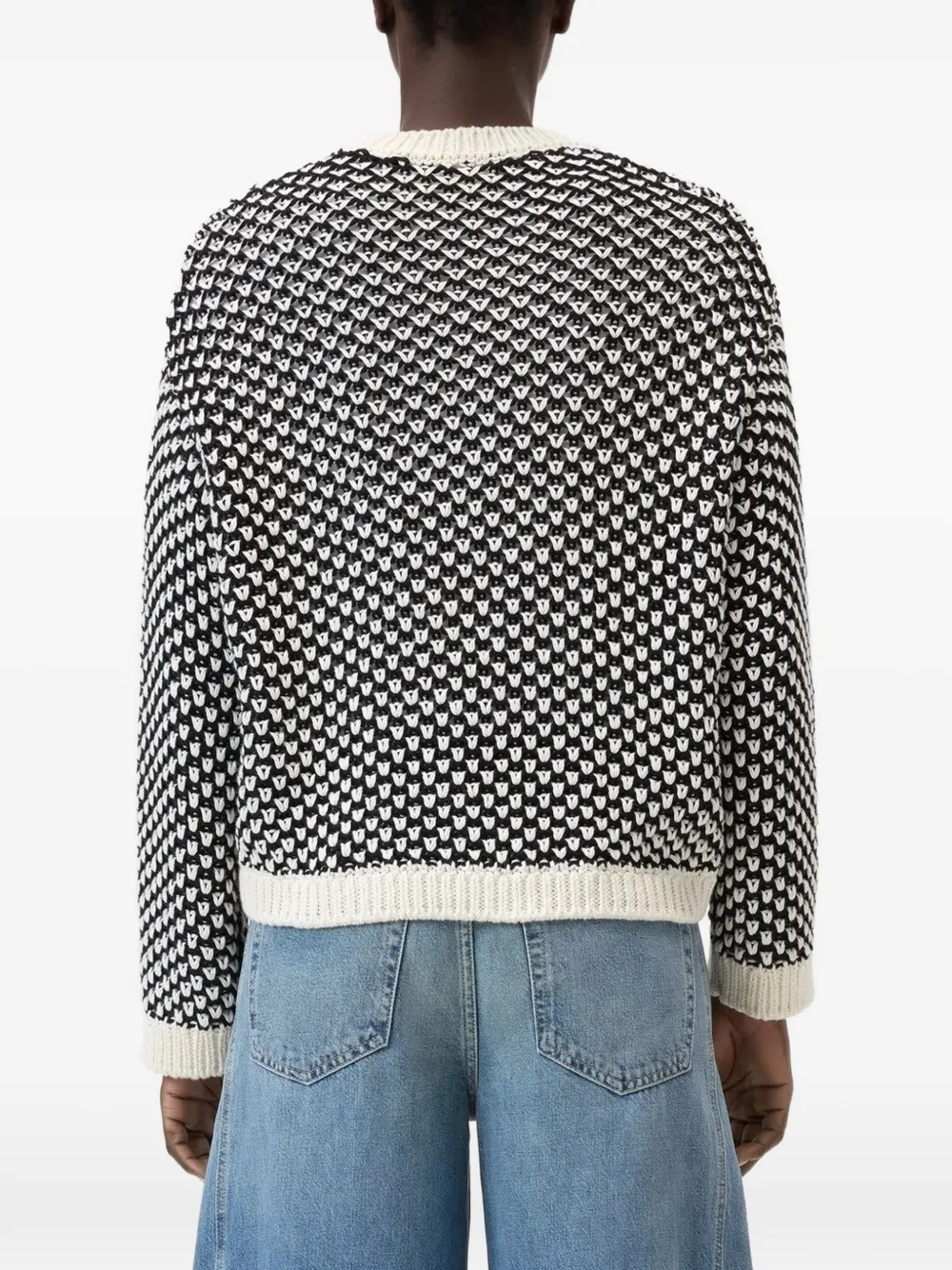  Closed Crew-neck Patterned Sweater - White 