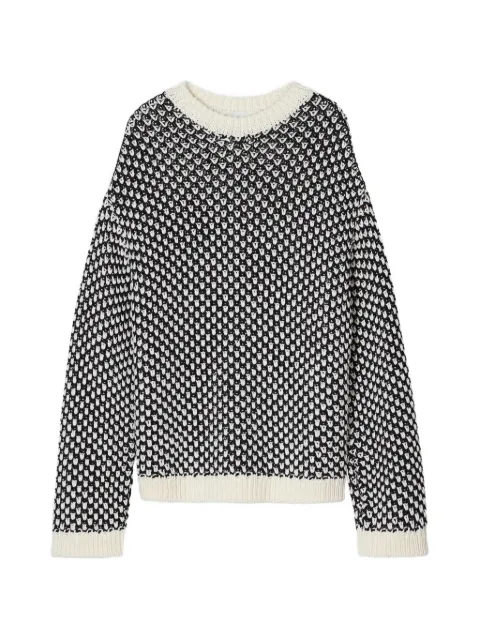 Closed crew-neck patterned sweater
