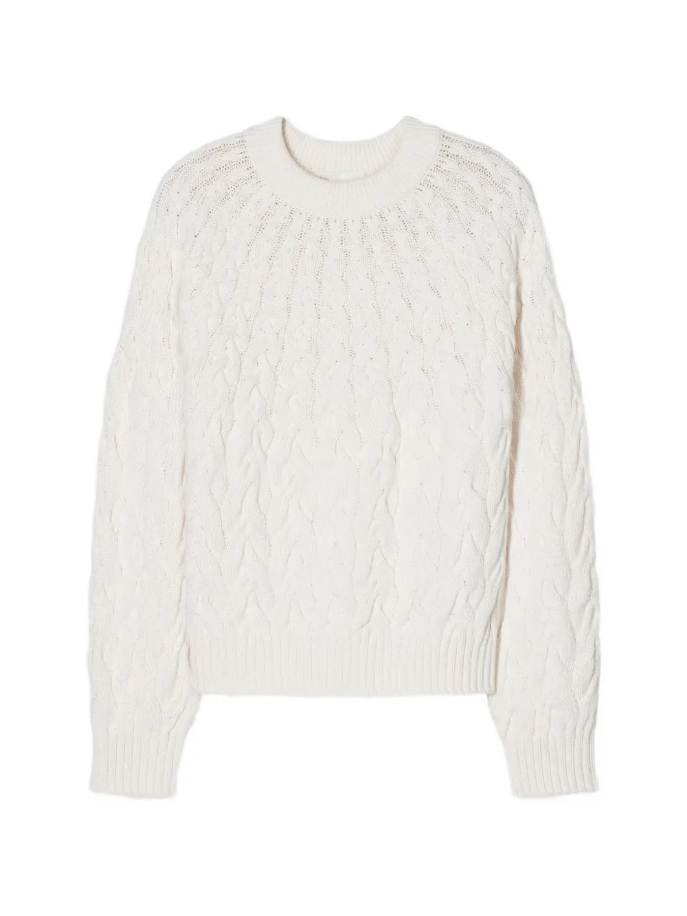 Closed crew-neck cable-knit sweater - Bianco