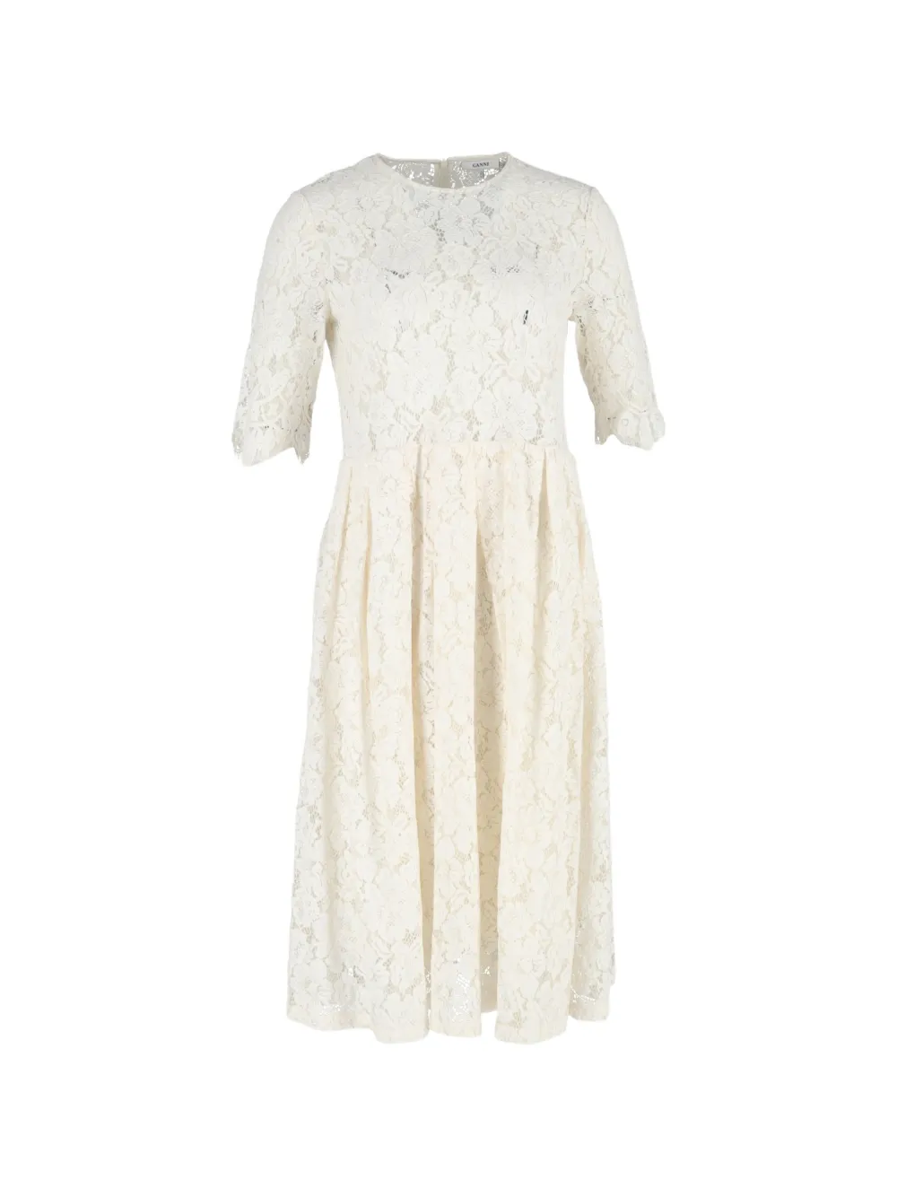 GANNI lace detailed midi dress - Toni neutri