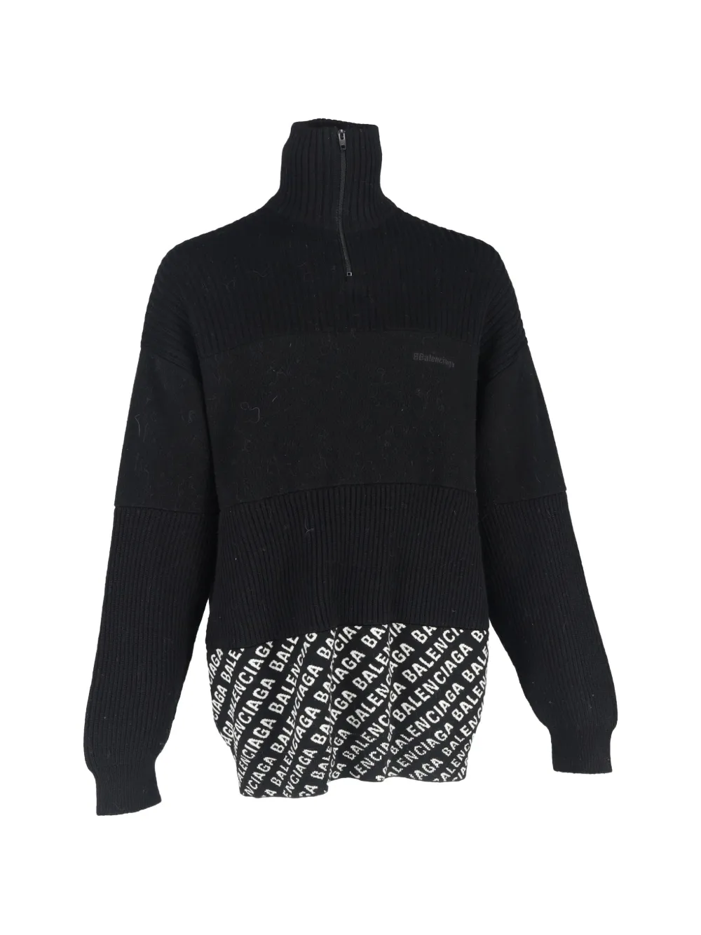 Balenciaga Pre-Owned panelled half-zip sweater - Nero