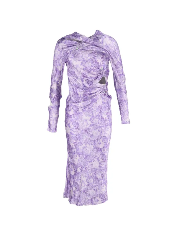 ganni purple dress GANNI Floral Midi Dress | Purple