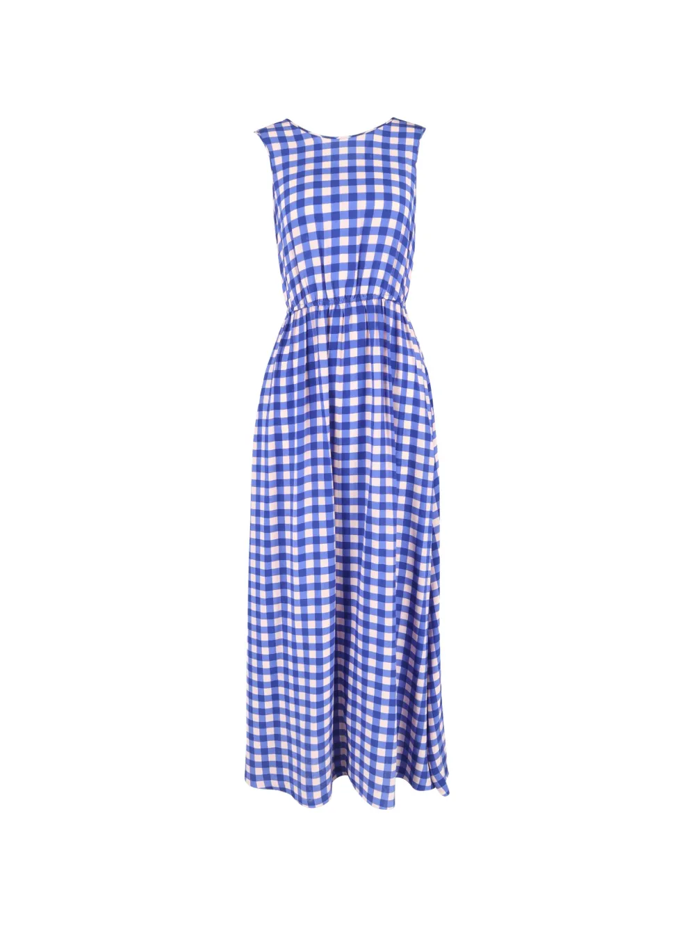 Diane Von Furstenberg Vintage check-print sleeveless maxi dress - Blu
