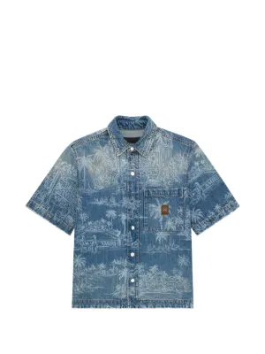 Marine Serre Moon Laser デニムシャツ | ブルー | FARFETCH JP