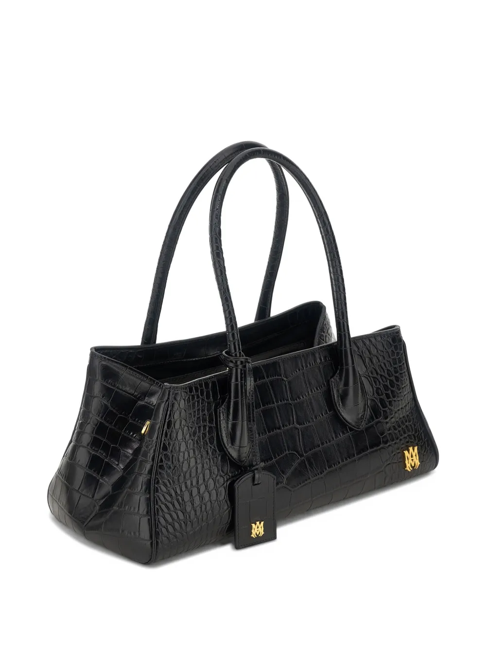  Amiri 40 Croc-effect Leather Shoulder Bag - Black 