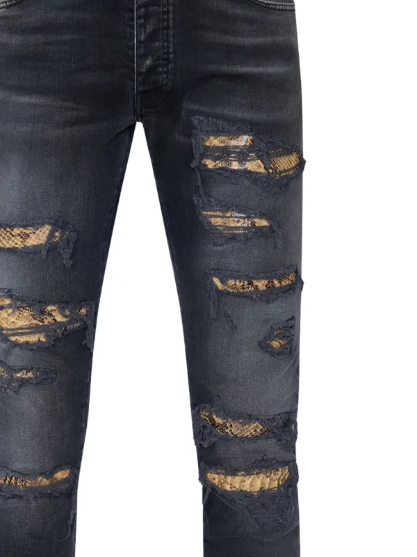 デニム/ジーンズ AMIRI thrasher denim black 29 AMIRI Snake Thrasher Denim Skinny Jeans | Black | FARFETCH
