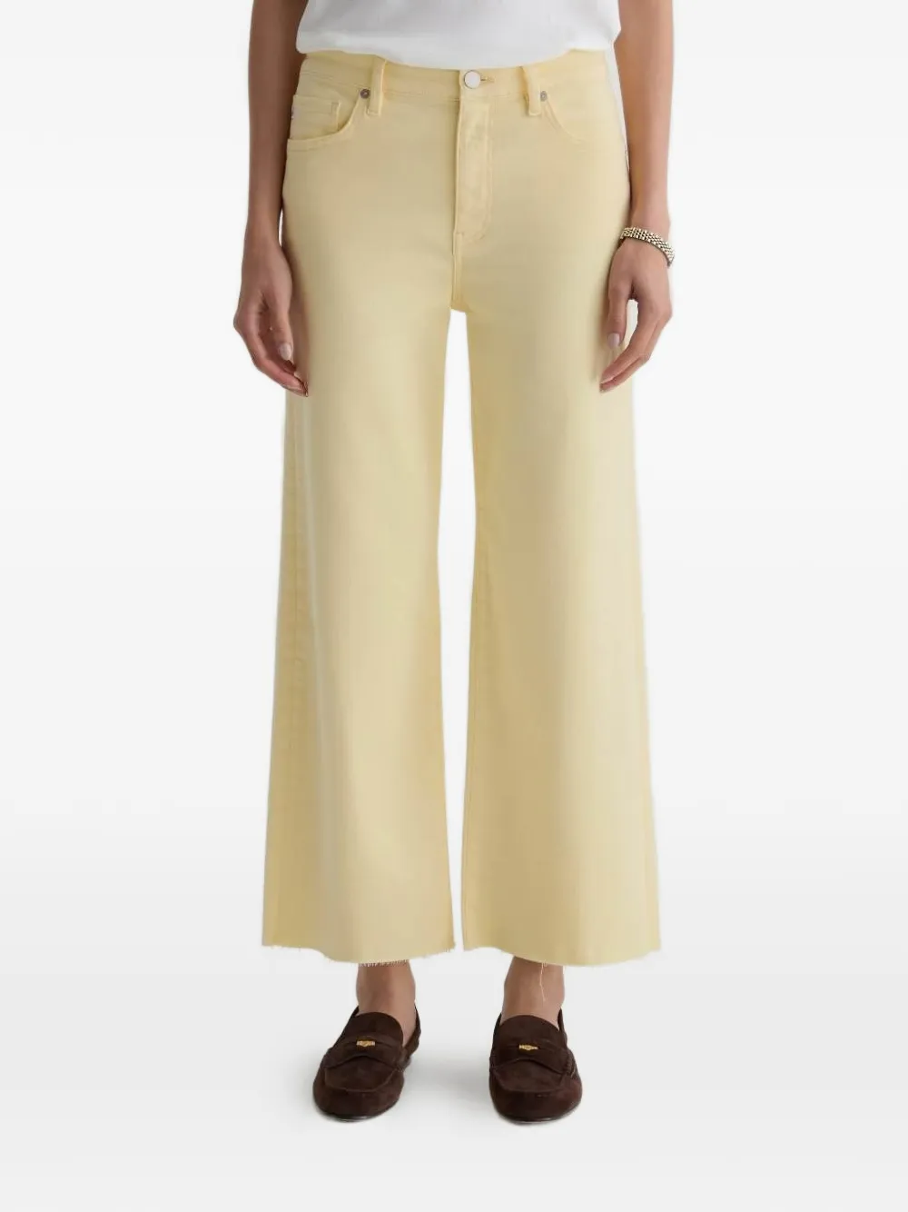 AG Jeans Saige cropped jeans met wijde pijpen Geel