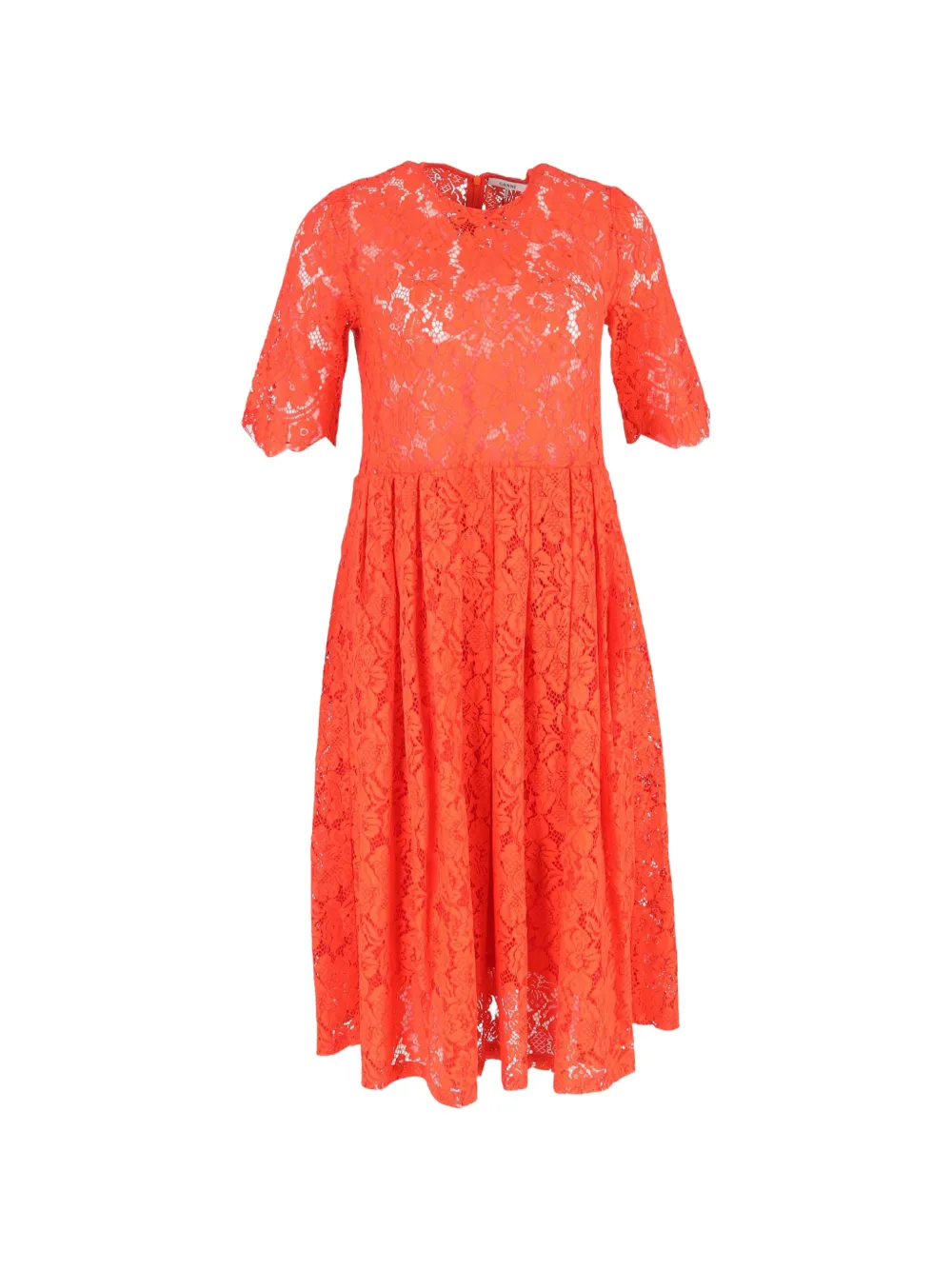 GANNI lace detailed midi dress - Rosso