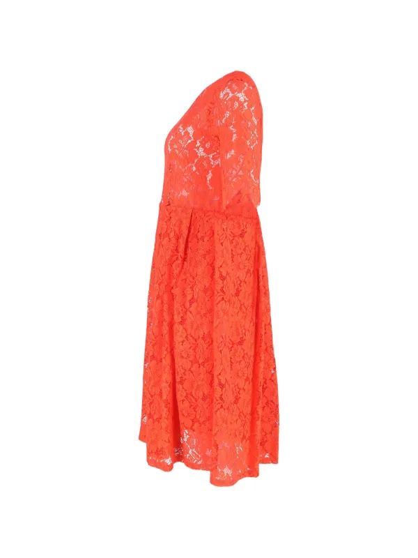 ganni red lace dress GANNI ruffled dress