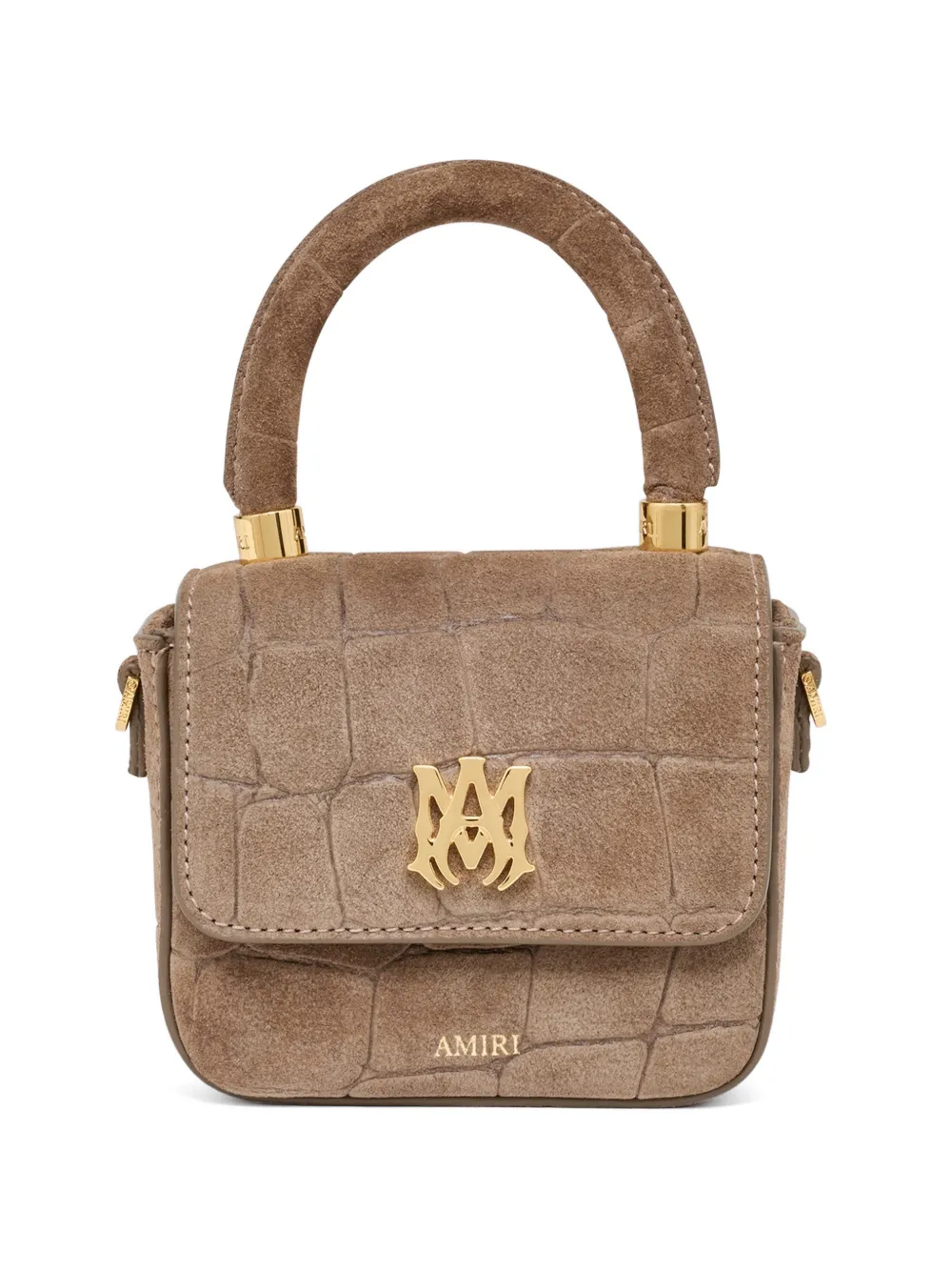 AMIRI Borsa tote Nano Ma con effetto coccodrillo - Marrone