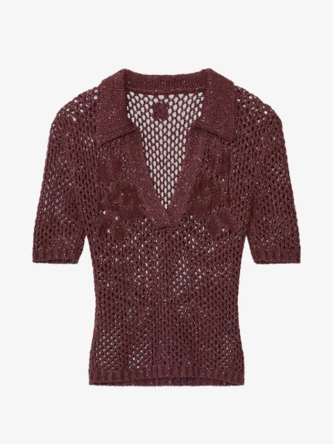 AMIRI floral crochet polo top