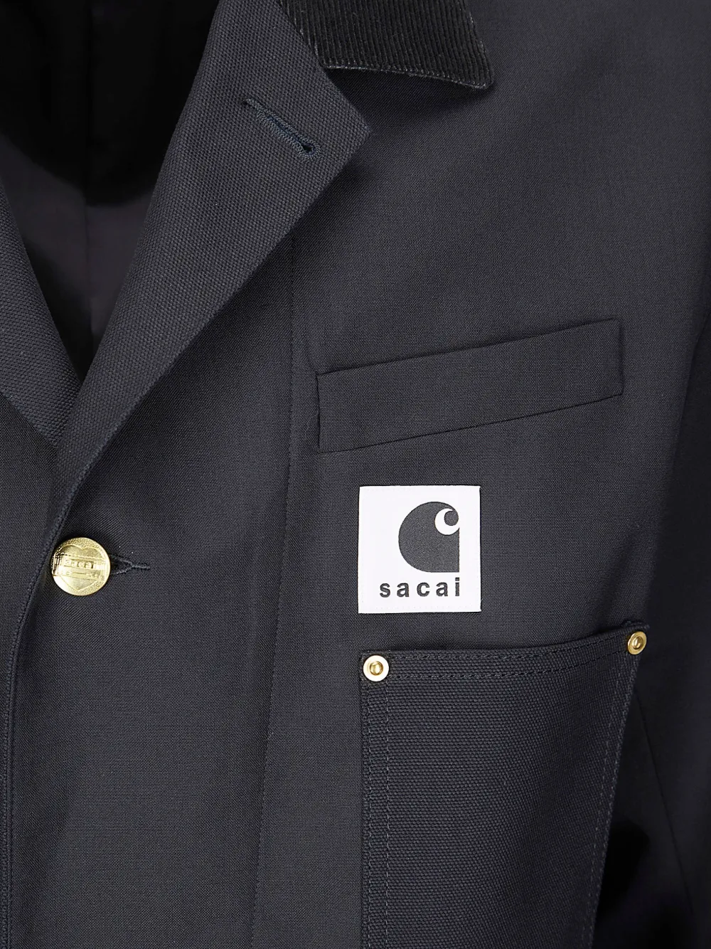 sacai x Carhartt WIP Suiting x Duck jack met ribfluwelen kraag Blauw