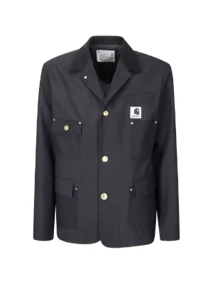 sacaiテーラードジャケット　ダブルフェイス sacai: ブラック Suiting & Denim テーラードジャケット | SSENSE 日本