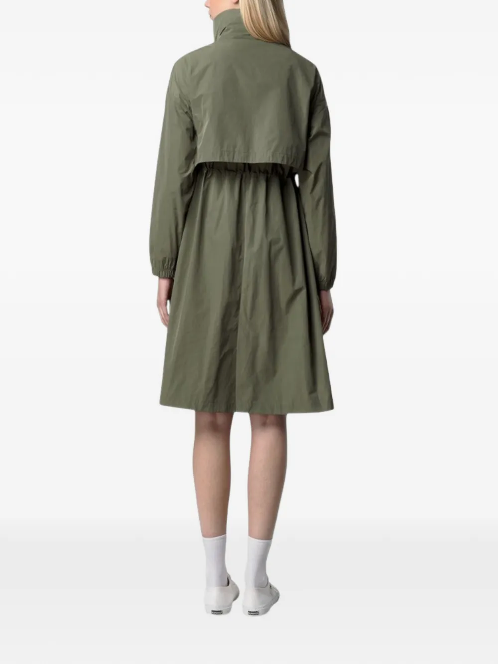 K-way Aube Memory Touch Drawstring Panelled Coat - Green 