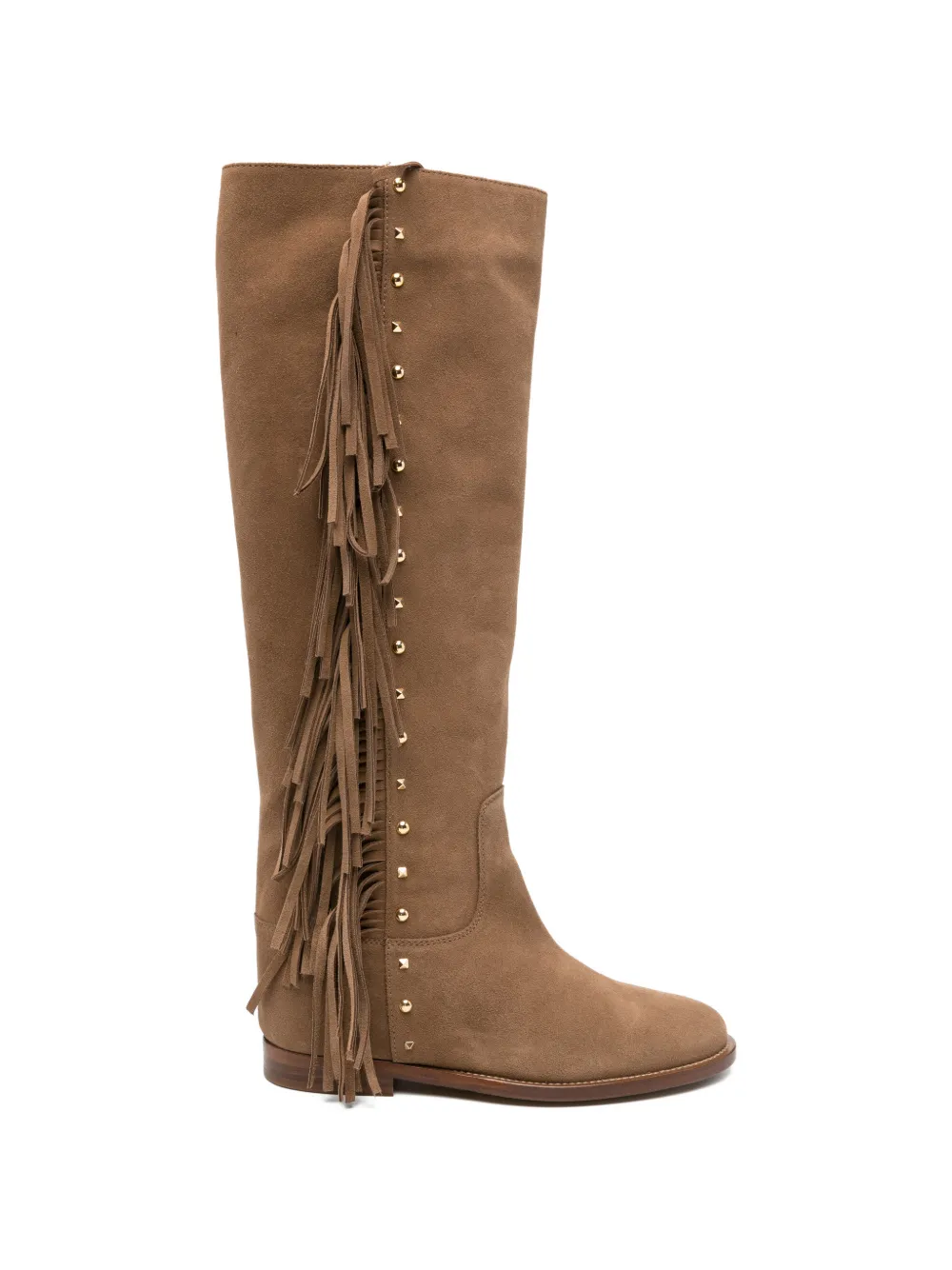 Via Roma 15 fringe studded boots Beige