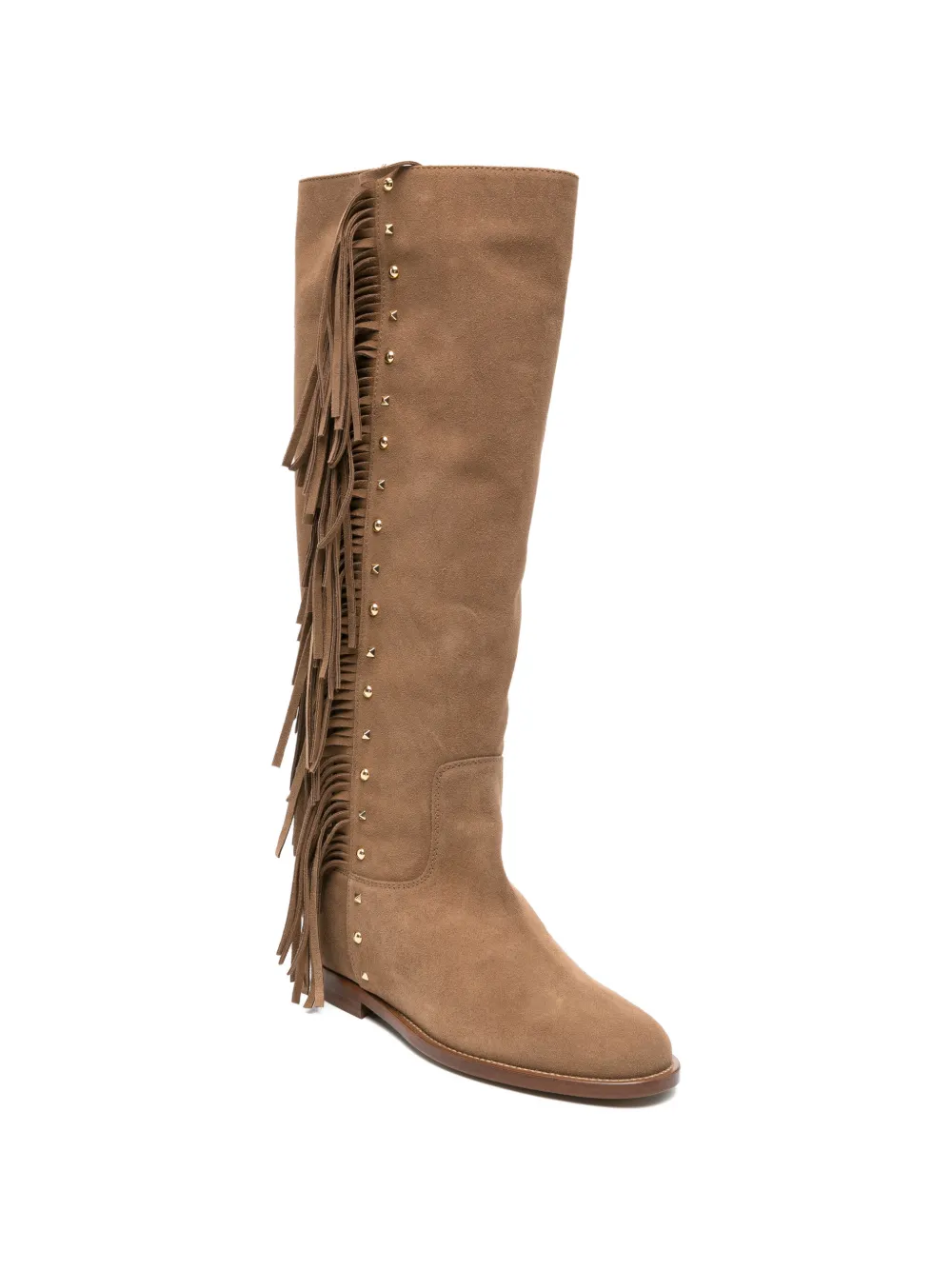 Via Roma 15 fringe studded boots Beige