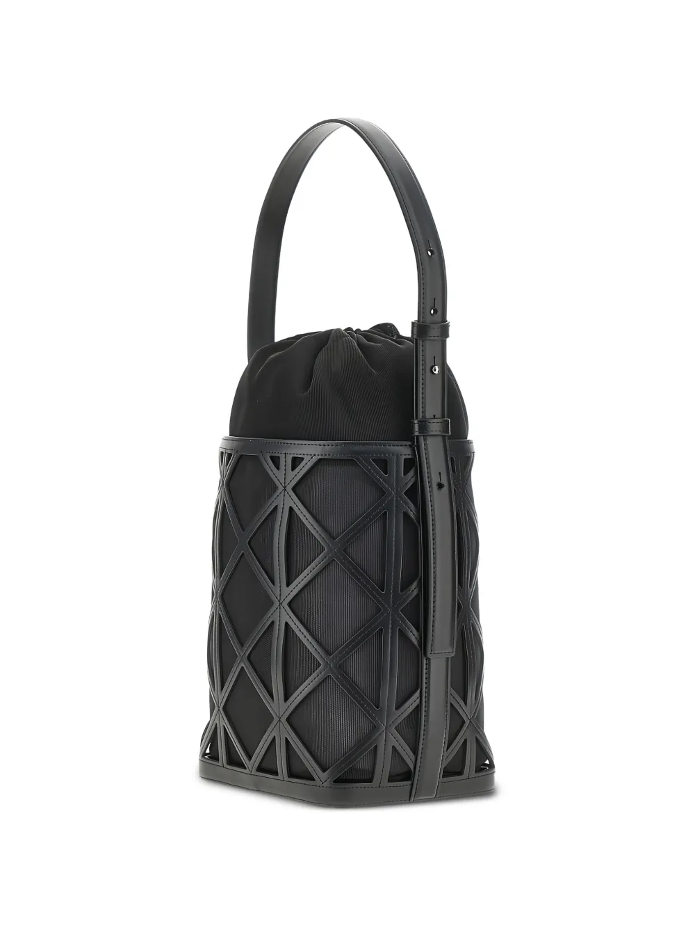 Emporio Armani Geometric-design Bucket Bag in Black, view 2