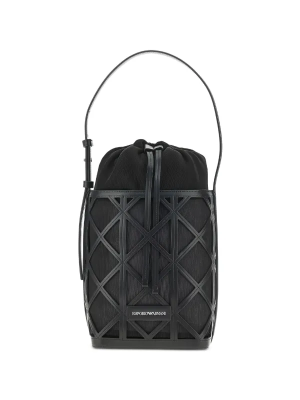 Emporio Armani Geometric-design Bucket Bag in Black