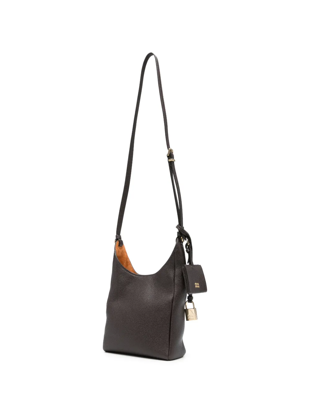 Miu Crossbodytas met hangslot logo Bruin