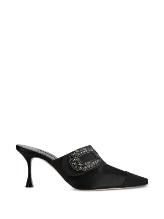 Manolo Blahnik Mule Com Aplicação e Salto 70mm | Preto | FARFETCH BR