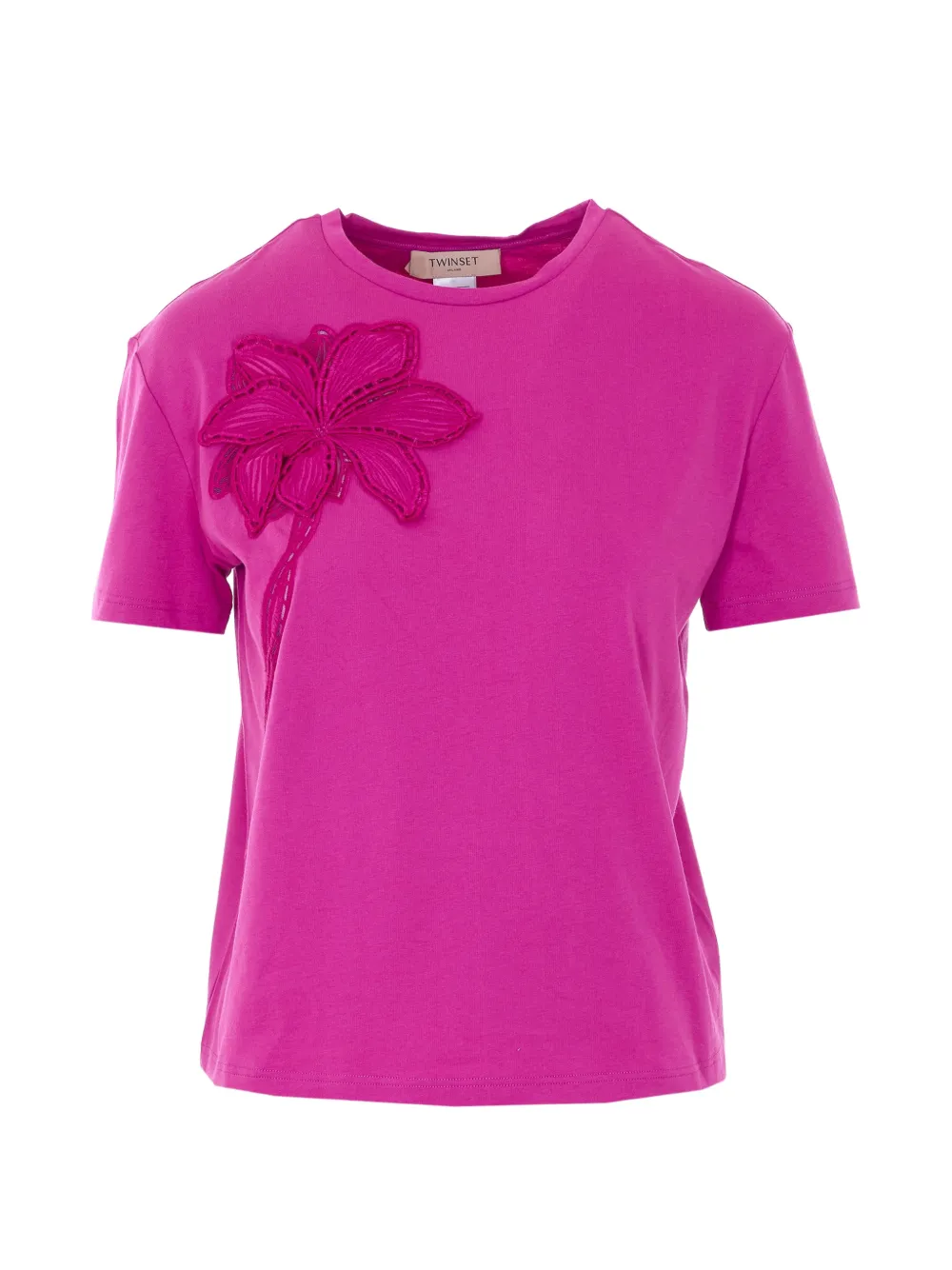 TWINSET embroidered floral T-shirt - Rosa