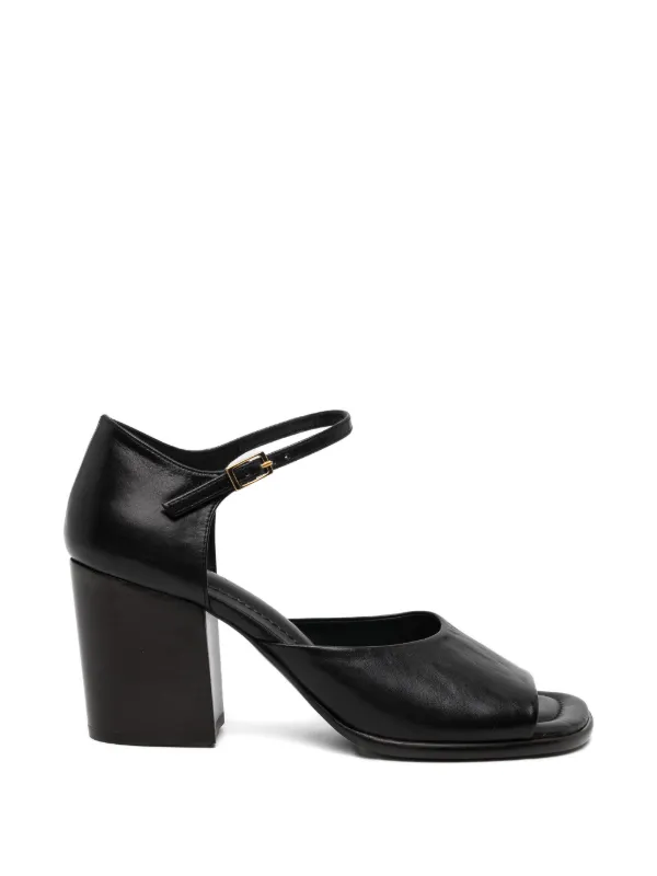 Lemaire Square-heeled Sandals 80 Mm in Leather in Black