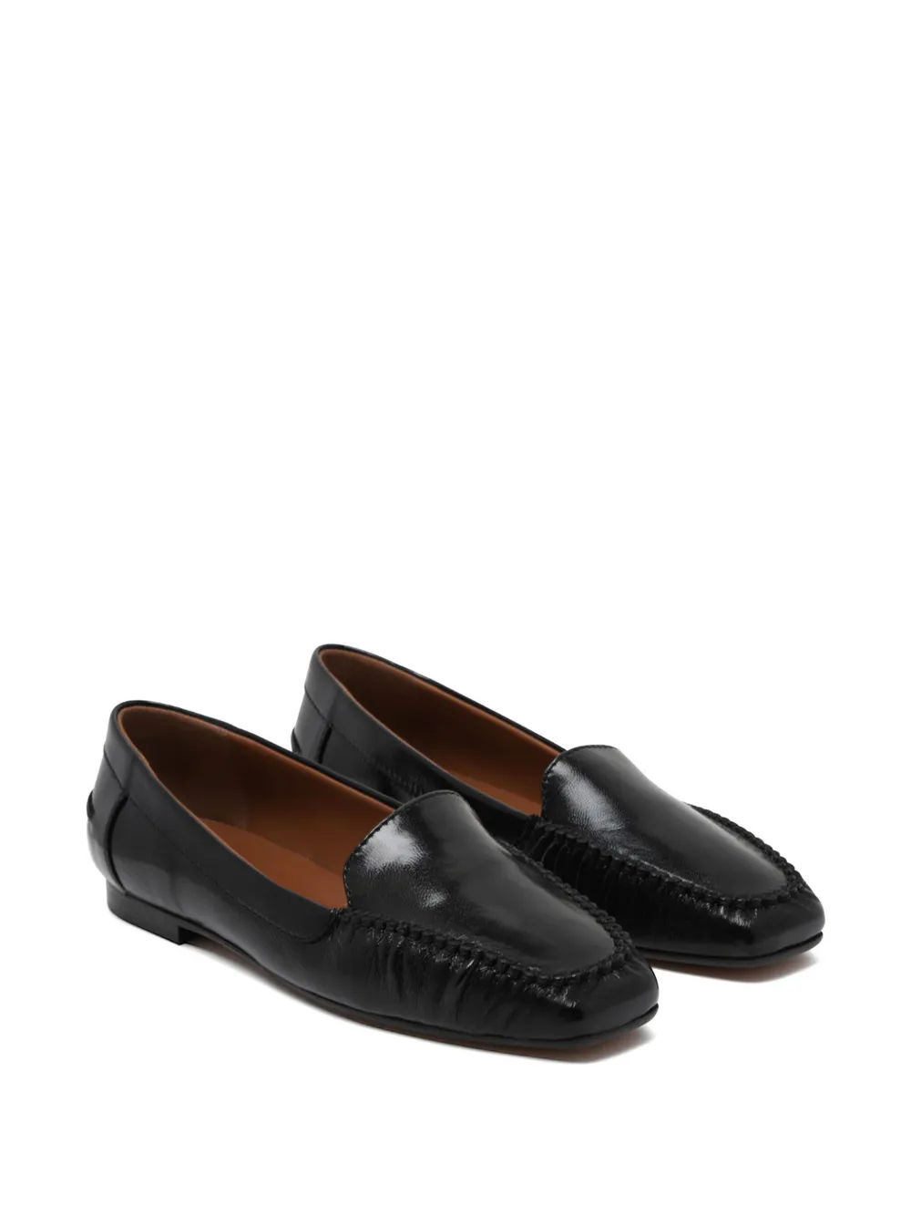 Pollini scallop-trim leather loafers Zwart