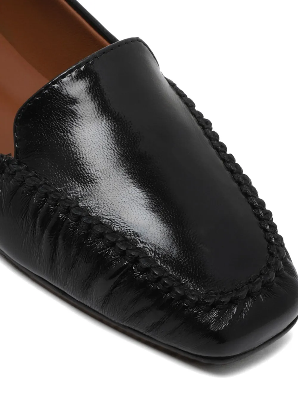 Pollini scallop-trim leather loafers Zwart